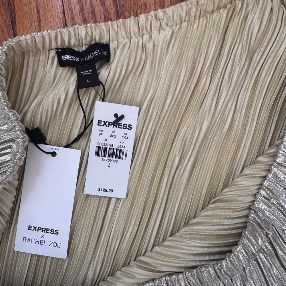 NWT- Express x Rachel Zoe Gold and Cream Bodysuit - Picture 3 of 5